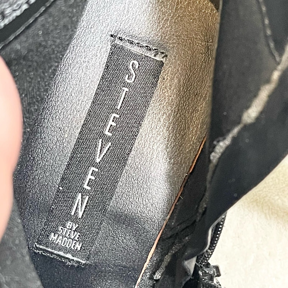 Steven By Steve Madden Women's Black Sierrah Leather Fringe Ankle Boots Size 8M - Picture 5 of 9